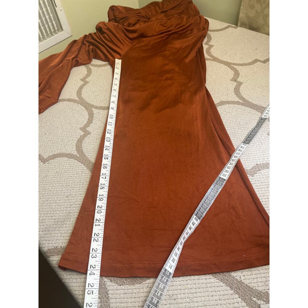 Maeve Anthropologie Enchantment Cooper Rust Orange Cowneck Jumpsuit, size XS - Picture 15 of 16